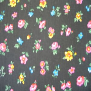 60" Denim Floral Pink and Yellow with Black Background