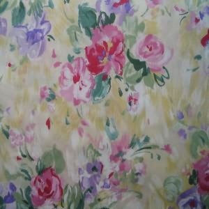 54" Floral Pink with Yellow Background