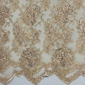 52" Wide Lace Sequin (Champagne) (94% Poly/6%Metal)