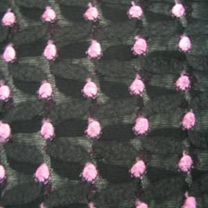 54" Lace Stretch Pink Dot with Black Background