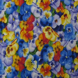 Timeless Treasures Packed Pansies Premium Quality 100% Cotton