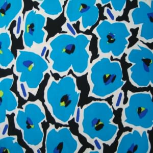 45" Rayon Floral Blue with Black Bckground