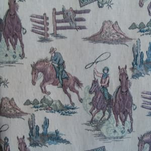 54" Western "Horse and Rider" Mauve/Teal