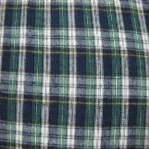 56" Flannel 100% Cotton Plaid Green, Navy and White