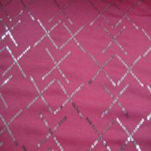 58" Knit with Sequin Hot Pink and Silver Poly/Rayon/Spandex