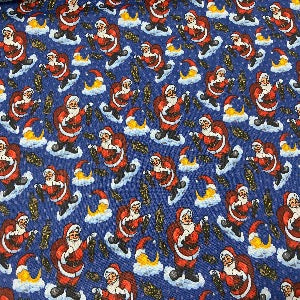 45” Wide 100% Cotton Santa with Lamp and Moon with Blue Background