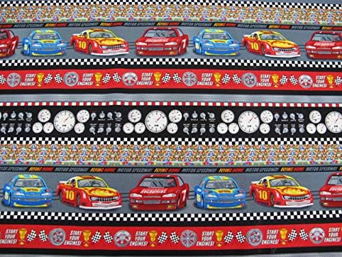45" Wide Start Your Engine Stripes 1748-99 100% Cotton Sold By The Yard