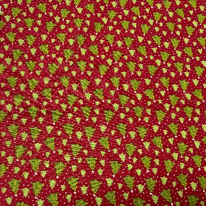45” Wide 100% Cotton Christmas Trees with Red Background