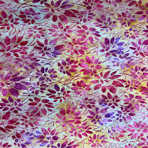 45" Wide Batik Premium Hand Stamped, 100% Cotton, Floral Radiance G