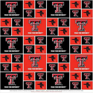 45"Wide Texas Tech University 100% Cotton TTU-020 Sold by the Yard "For personal use only"
