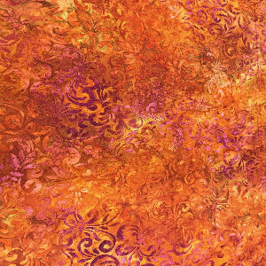 45" Wide Batik Premium Hand Stamped, 100% Cotton, Flourish B