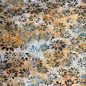 45" Wide Batik Premium Hand Stamped, 100% Cotton, Floral Radiance E