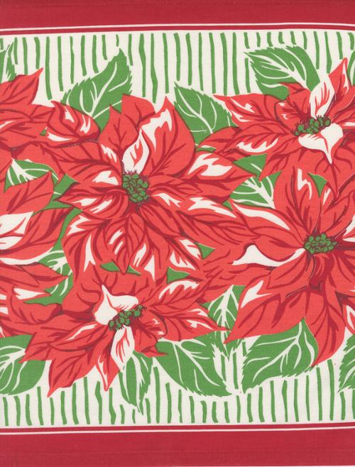 16" Wide Classic Retro Floral Poinsettia Toweling