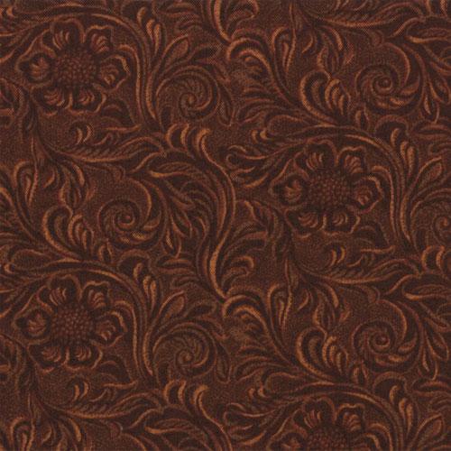 45" Tooled Leather-Look 100% Cotton Brown