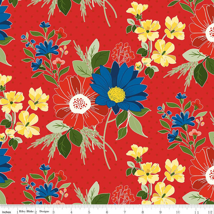 45" Wide Riley Blake Summer's in Town Main Red (C17530-RED)