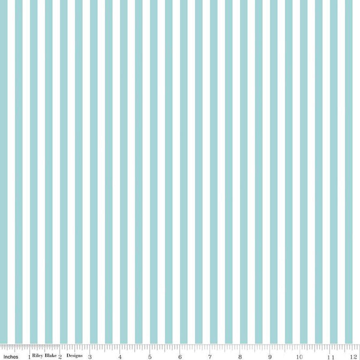 45" Wide Riley Blake 1/4" Stripe Aqua (C555-AQUA) 100% Cotton, Sold By The Yard