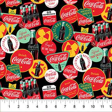 45" Wide Coca-Cola Vintage Labels 100% Cotton (CC1001-99)