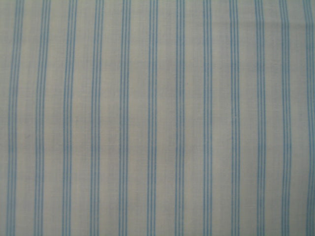 45" Wide Striped White and Blue Poly/Cotton Sold By The Yard