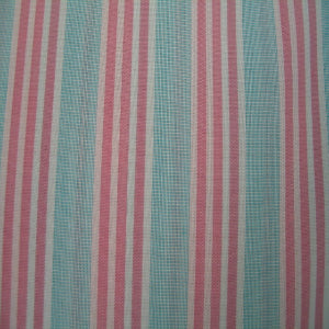 60" Wide Stripe Pink Turquoise & White 65% Polyester 35% Cotton Sold By The Yard