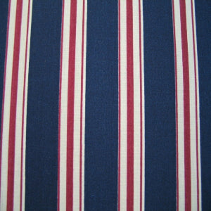 60" Wide Stripe Navy Burgandy & White 100% Cotton Sold By The Yard