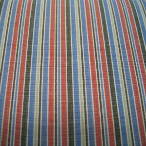 60" Wide Stripe Blue Gray White & Red 65% Polyester 35% Cotton Sold By The Yard