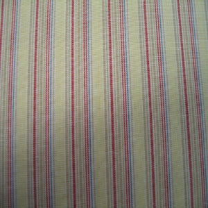 60" Wide Stripe Tan, Red & Blue 65% Polyester 35% Cotton Sold By The Yard