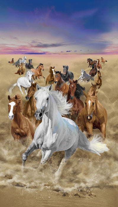 24"x45" Running Horses Panel (CD3482) 100% Cotton