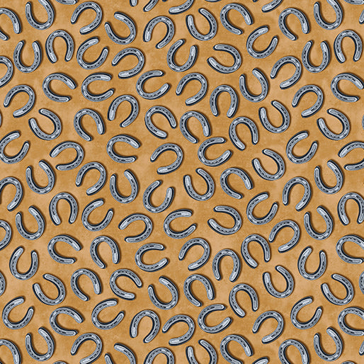 45" Wide Tossed Horseshoes Tan Yellowstone (14480-70) 100% Cotton Sold By The Yard