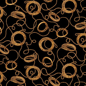 45" Wide Thunder and Dust 737 Black Lassos 100% Cotton Sold By The Yard