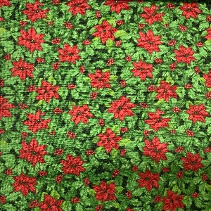 45” Wide 100% Cotton Christmas Poinsettias with Berries