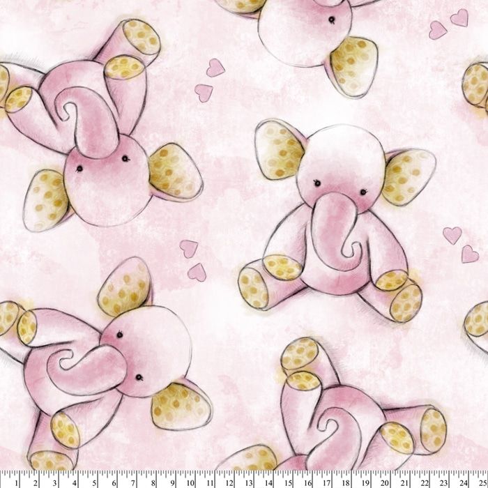 60" Wide Elephant Love Fleece, 100% Polyester (DT-4464-0A-1)