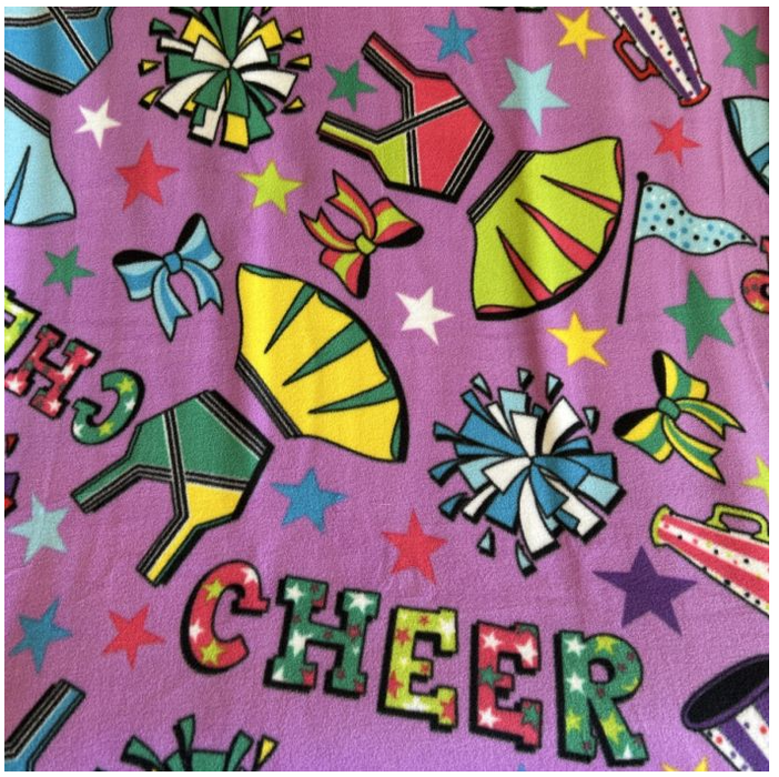 60" Wide Anti-Pill Fleece Cheerleader Spirit DT-4429-4A-1 100% Polyester Fabric is Sold by The Yard and Cut to Order. for Example, Order of 1 Yard (Qty=1) is 36” x 60”. Order of 3 Yards (Qty=3) is 108” x 60”