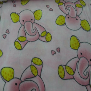 60" Wide Elephant Love Pink Fleece Fabric DT-4464-0A-1 100% Polyester Sold By The Yard