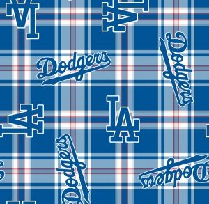 60" Wide LA Dodgers Plaid (6618B) Fleece 100% Polyester
