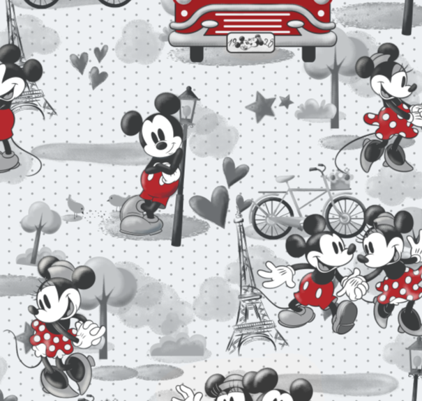 60" Wide Mickey & Minnie Vintage Romance Fleece (68255-A620210) 100% Polyester