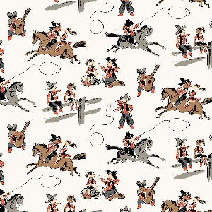 42" Wide 100% Cotton Rodeo Babes (Tan 53421F) Flannel