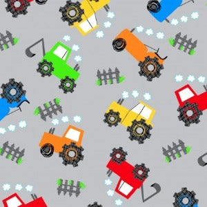 45" Wide Comfy Flannel Tractors with Gray Background 0972