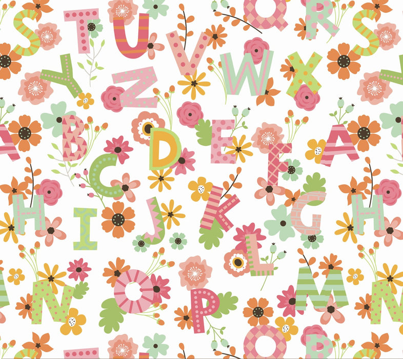 DT-Fantastic Flannel DX-1719-4F-1 Spring Alphabet Floral 100% Cotton Flannel 43" Wide Sold by The Yard