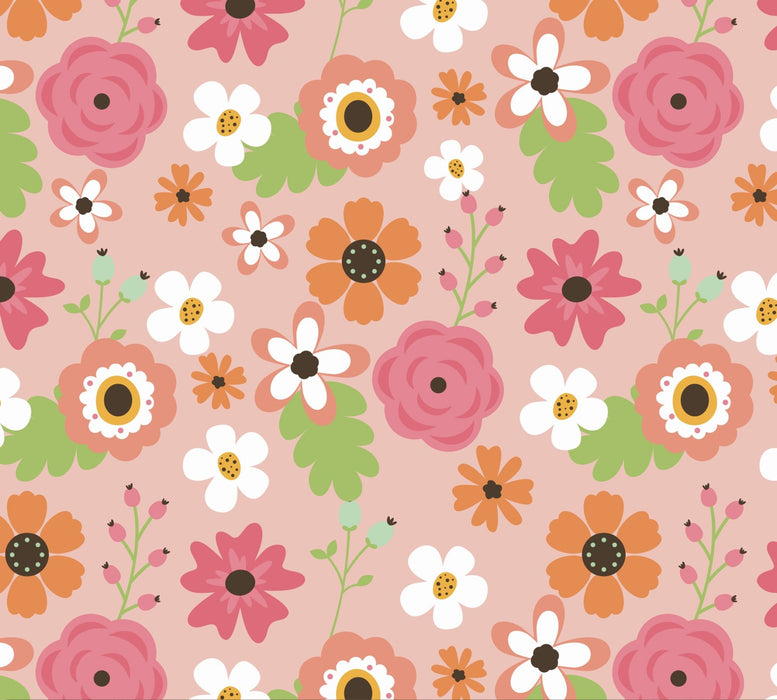 DT-Fantastic Flannel DX-1720-4F-2 Pink - Spring Flowers 100% Cotton Flannel 43" Wide Sold by The Yard