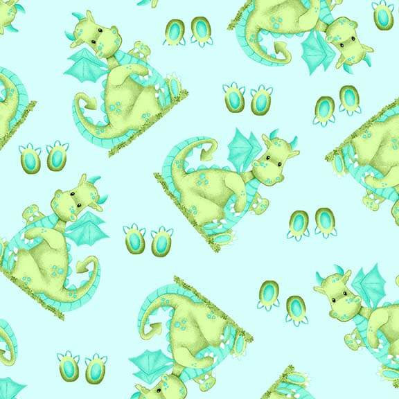 45" Wide Dragons on Light Blue Background Flannel (CMFY-N-1037-11) 100% Cotton, Fabric Sold By The Yard
