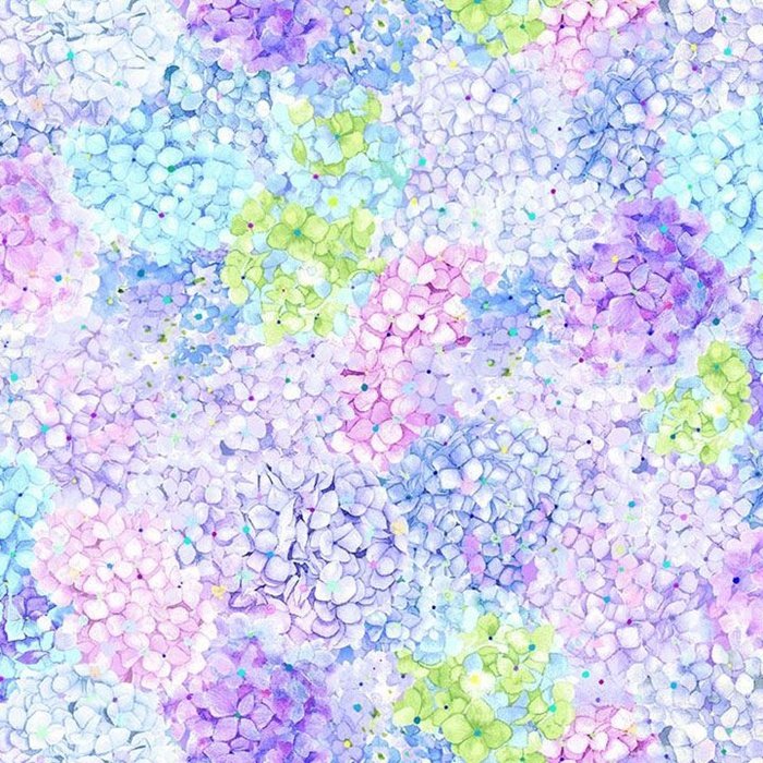 45" Wide Timeless Treasure Hydrangeas Packed (FLORA-CD4243 BLOOM) 100% Cotton, Sold by the yard