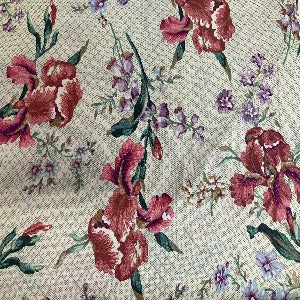 45” Wide Floral Tan with Sage and Dusty Pink Fabric Sold by the Yard