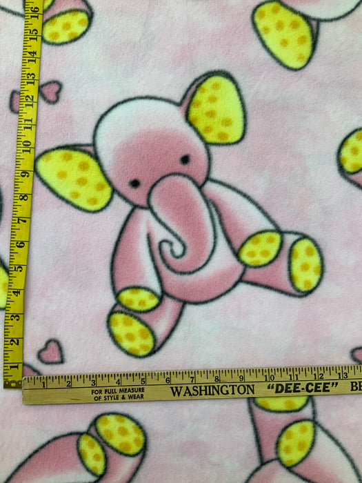 60" Wide Fleece Elephant Love Pink DT-4464-0A-1 100% Polyester Sold By The Yard