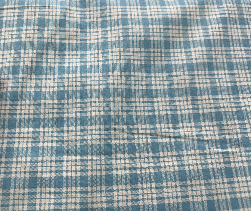 45" Wide Plaid Blue and White 100% Cotton Sold By The Yard