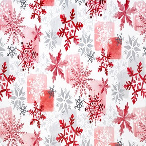 60" Wide Shannon Fabrics Snowfall (Scarlet)