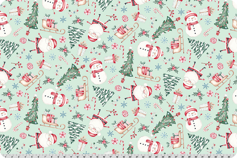 60" Wide Shannon Fabrics Digital Cuddle Jolly Santa (Juniper) 100% Polyester