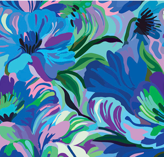 Shannon Fabrics Wanderlust Florals Quilting Cuddle Blue