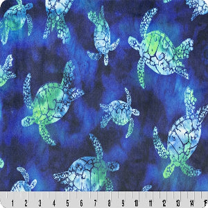 60" Wide Shannon Fabrics Bliss Batik Turtles Digital Cuddle Green Sea 100% Polyester Sold by The Yard