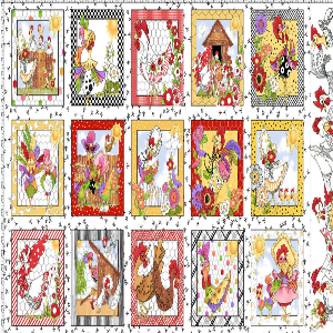 Loralie Designs Chicken Chique Panel 24"x45"