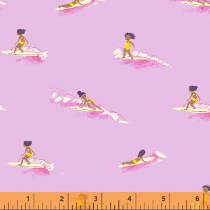 Windham Fabrics Heather Ross Malibu Tiny Surfers Pink